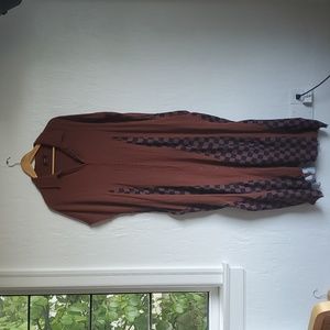 brown + checkered full length luxury dress